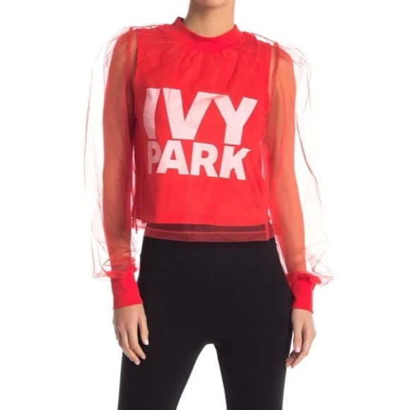 NEW IVY PARK Festival Tulle Crop Top in Red - Picture 1 of 1